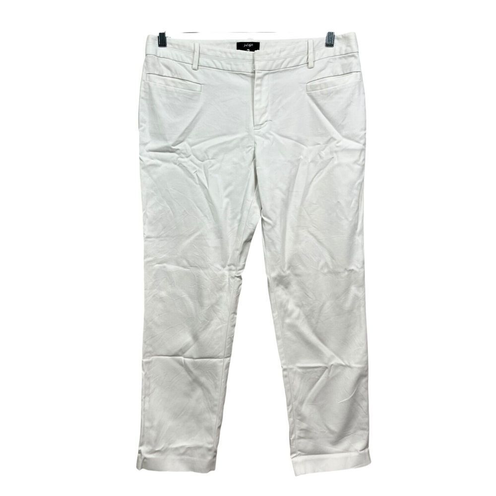 Lord & Taylor 424 Fifth Women Pants Straight Leg Stretch Flat Front White Sz 12*